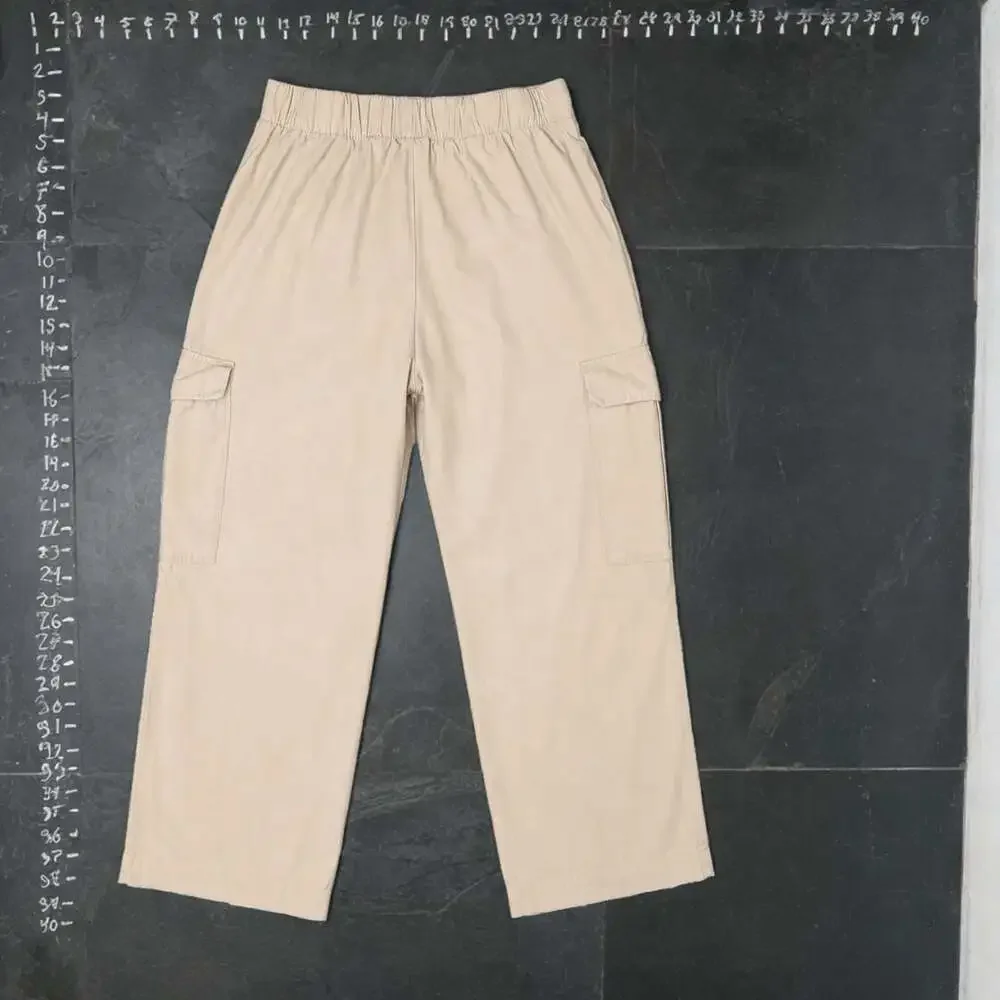 Zara Cargo Pants Size L Beige Elastic Waist - Picture 3 of 4